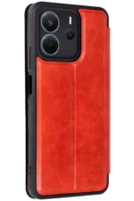 Uray store Xiaomi Redmi Note 14 4G Kılıf Flip Cover - Kırmızı - Görsel 2