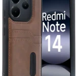 Uray store Xiaomi Redmi Note 14 4G Kılıf Sara Kartvizitli Deri Kılıf - Taba