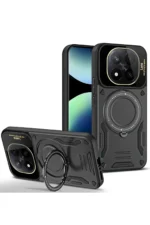 Uray store Xiaomi Redmi Note 14 Pro 4G Kılıf Joy Lens Standlı Kapak - Siyah
