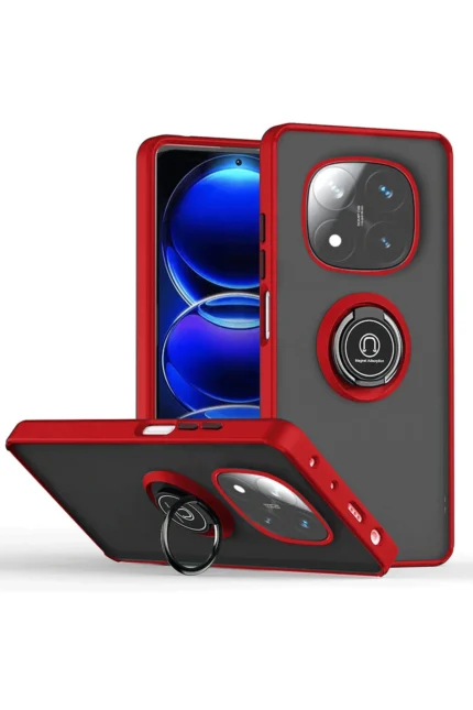 Uray store Xiaomi Redmi Note 14 Pro 4G Kılıf Montreal Yüzüklü Silikon Kapak - Kırmızı