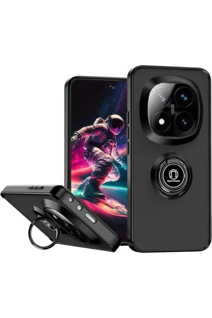 Uray store Xiaomi Redmi Note 14 Pro 4G Kılıf Montreal Yüzüklü Silikon Kapak - Siyah