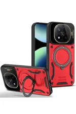 Uray store Xiaomi Redmi Note 14 Pro 5G Kılıf Joy Lens Standlı Kapak - Kırmızı