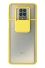 Uray store Xiaomi Redmi Note 9 Pro Kılıf Palm Buzlu Kamera Sürgülü Silikon - Sarı