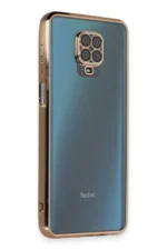 Uray store Xiaomi Redmi Note 9 Pro Kılıf Razer Lensli Silikon - Gold