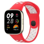 Uray store Xiaomi Redmi Watch 3 Spor Delikli Kordon - Kırmızı-Beyaz