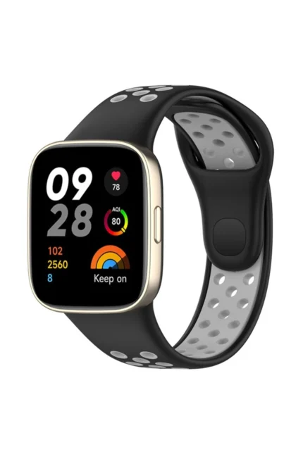 Uray store Xiaomi Redmi Watch 3 Spor Delikli Kordon - Siyah-Gri
