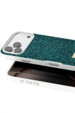 Onegif Apple iPhone 17 Pro Bright Simli Kapak - Koyu Yeşil - Görsel 2