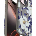 Onegif Apple iPhone 15 Plus Flower Series Magsafe Kapak - Gri