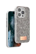Onegif Apple iPhone 15 Pro Max Bright Simli Kapak - Gold