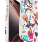 Onegif Apple iPhone 15 Pro Max Flower Series Magsafe Kapak - Beyaz