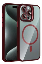 Joko Apple iPhone 15 Pro Max Remim Lensli Magsafe Standlı Kapak - Bordo