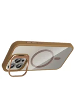 Joko Apple iPhone 15 Pro Max Remim Lensli Magsafe Standlı Kapak - Kahverengi - Görsel 3