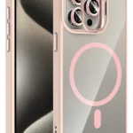 Joko Apple iPhone 15 Pro Max Remim Lensli Magsafe Standlı Kapak - Pembe