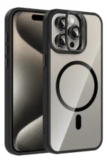 Joko Apple iPhone 15 Pro Max Remim Lensli Magsafe Standlı Kapak - Siyah