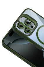 Joko Apple iPhone 16 Pro Remim Lensli Magsafe Standlı Kapak - Koyu Yeşil - Görsel 3
