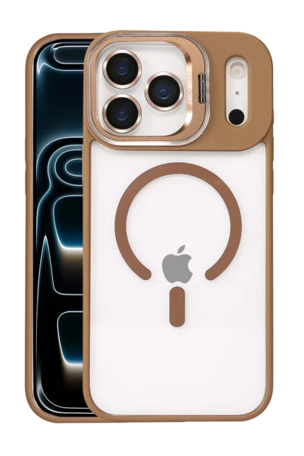 Joko Apple iPhone 17 Pro Remim Lensli Magsafe Standlı Kapak - Kahverengi