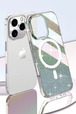 Joko Apple iPhone 14 Pro Max Rasasi Simli Magsafe Kapak - Şeffaf - Görsel 3