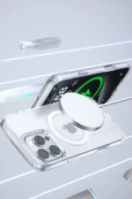 Joko Apple iPhone 15 Pro Gleam PC Sert Magsafe Kılıf - Şeffaf-Siyah - Görsel 4