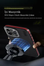 Joko Apple iPhone 15 Pro Kılıf Aramid 600D Kevlar Karbon Fiber Magsafe Kapak - Lacivert - Görsel 5