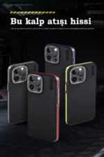 Joko Apple iPhone 15 Pro Max Kılıf Aramid 600D Kevlar Karbon Fiber Magsafe Kapak - Sarı - Görsel 4