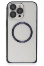 Joko Apple iPhone 15 Pro Max Kılıf Metal Bumper Magneticsafe Kapak - Lacivert - Görsel 2
