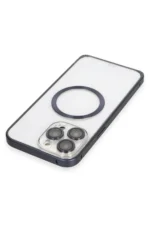 Joko Apple iPhone 15 Pro Max Kılıf Metal Bumper Magneticsafe Kapak - Lacivert - Görsel 4