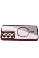 Joko Samsung Galaxy S24 FE Remim Lensli Magsafe Standlı Kapak - Bordo - Görsel 3
