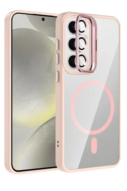 Joko Samsung Galaxy S24 FE Remim Lensli Magsafe Standlı Kapak - Pembe