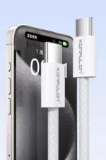 Konfulon DC130 2M 60W Type-C to Type-C Örgülü Hızlı Şarj Kablosu - Beyaz - Görsel 2