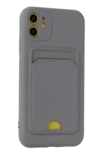 Uray store Apple iPhone 11 Kılıf Kelvin Kartvizitli Silikon - Gri - Görsel 2