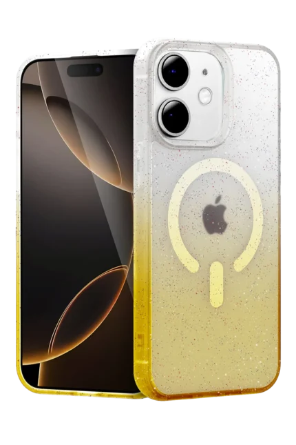 Uray store Apple iPhone 12 Pummel Shiny Magsafe Kapak - Gold