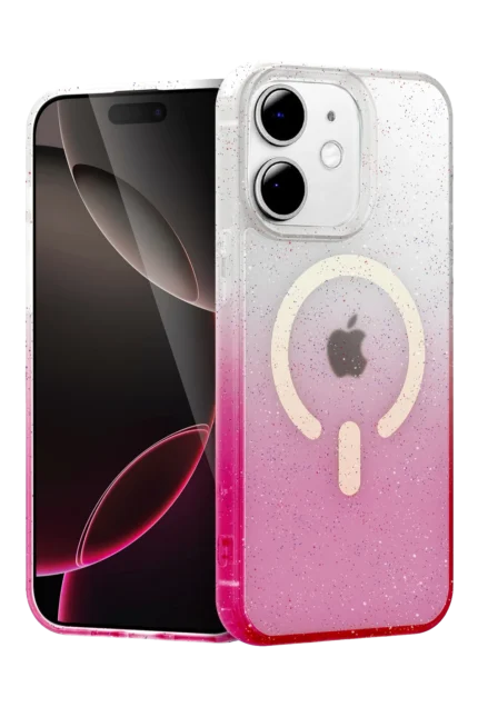 Uray store Apple iPhone 12 Pummel Shiny Magsafe Kapak - Pembe