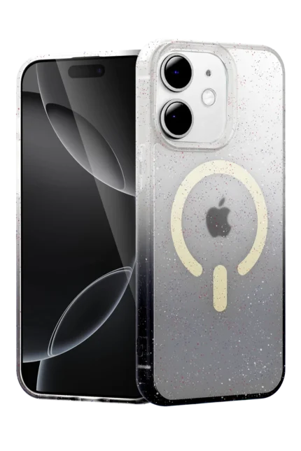 Uray store Apple iPhone 12 Pummel Shiny Magsafe Kapak - Siyah