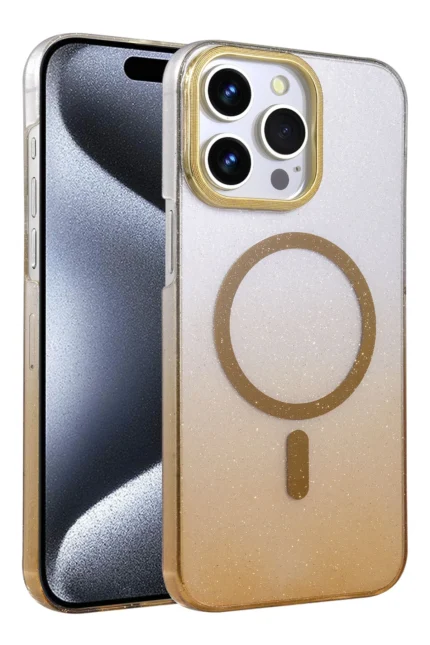 Uray store Apple iPhone 14 Pro Max Glossy Magsafe Kapak - Çöl Titanyum