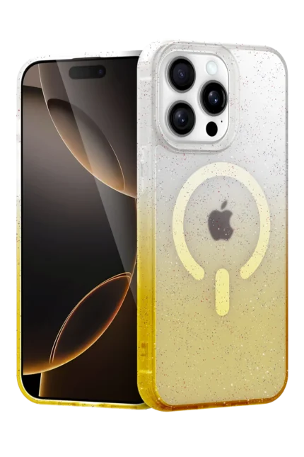 Uray store Apple iPhone 14 Pro Pummel Shiny Magsafe Kapak - Gold