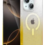 Uray store Apple iPhone 14 Pummel Shiny Magsafe Kapak - Gold