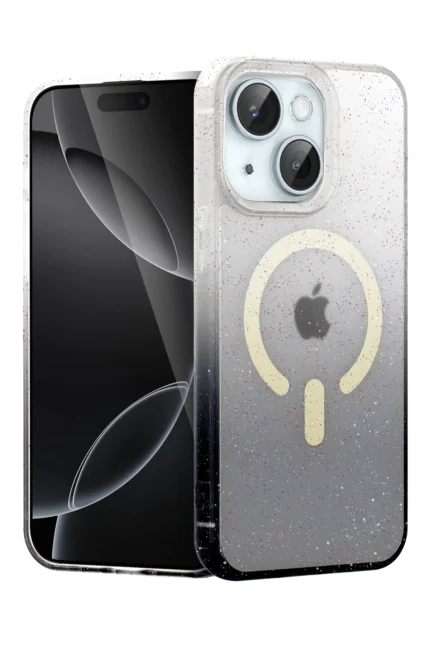 Uray store Apple iPhone 15 Plus Pummel Shiny Magsafe Kapak - Siyah