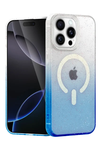 Uray store Apple iPhone 15 Pro Max Pummel Shiny Magsafe Kapak - Mavi