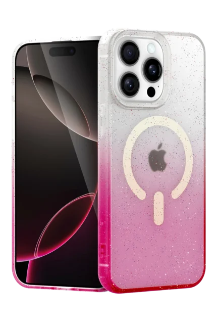 Uray store Apple iPhone 15 Pro Pummel Shiny Magsafe Kapak - Pembe