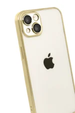 Uray store Apple iPhone 15 Razer Lensli Silikon - Gold - Görsel 3