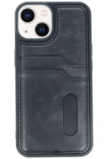 Uray store Apple iPhone 15 Sara Kartvizitli Deri Kılıf - Siyah - Görsel 2