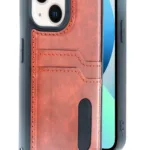 Uray store Apple iPhone 15 Sara Kartvizitli Deri Kılıf - Taba