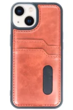 Uray store Apple iPhone 15 Sara Kartvizitli Deri Kılıf - Taba - Görsel 3