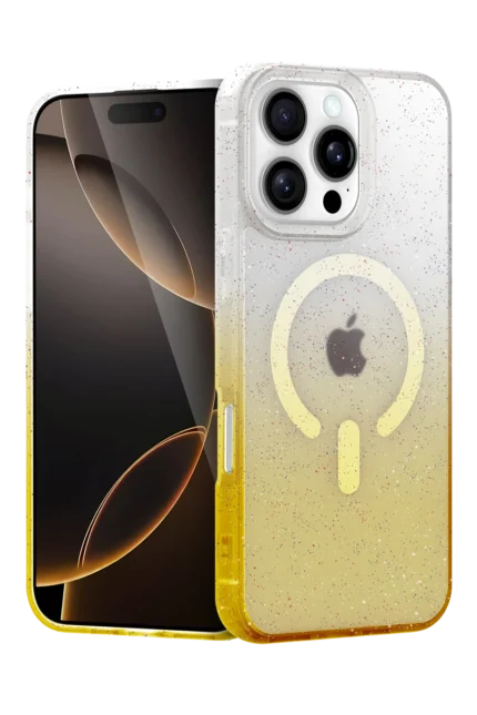Uray store Apple iPhone 16 Pro Pummel Shiny Magsafe Kapak - Gold
