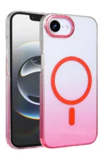 Uray store Apple iPhone 16E Glossy Magsafe Kapak - Pembe