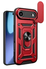 Uray store Apple iPhone 17 Air Pars Lens Yüzüklü Silikon - Kırmızı