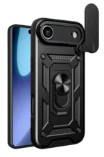 Uray store Apple iPhone 17 Air Pars Lens Yüzüklü Silikon - Siyah