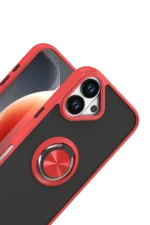 Uray store Apple iPhone 17 Montreal Yüzüklü Silikon Kapak - Kırmızı - Görsel 2