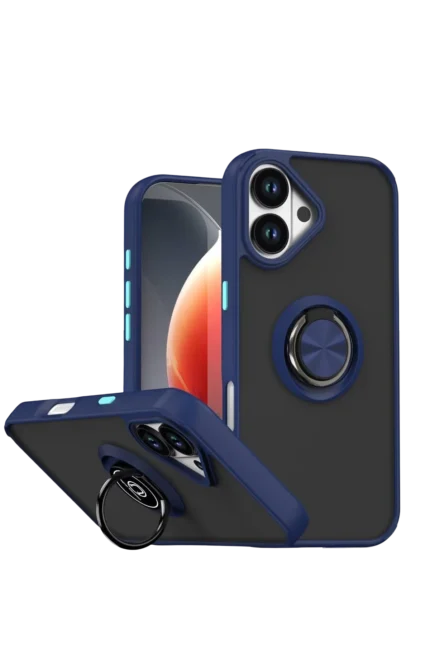 Uray store Apple iPhone 17 Montreal Yüzüklü Silikon Kapak - Lacivert