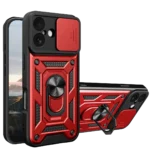 Uray store Apple iPhone 17 Pars Lens Yüzüklü Silikon - Kırmızı